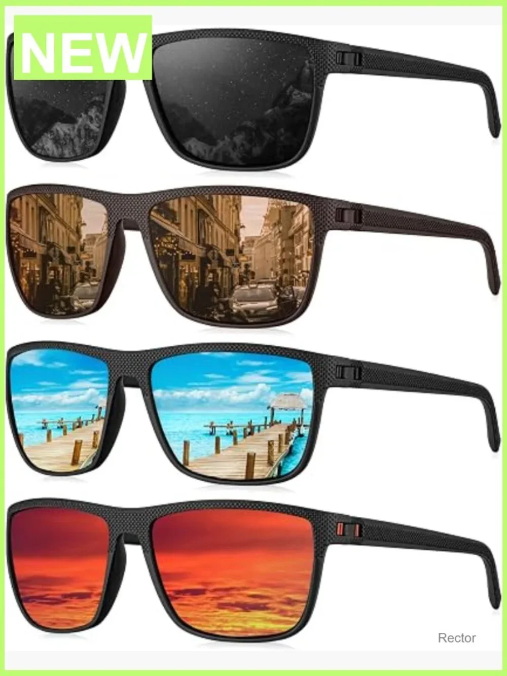 Polarized Sunglasses for Men UV Protection Classic Rectangle